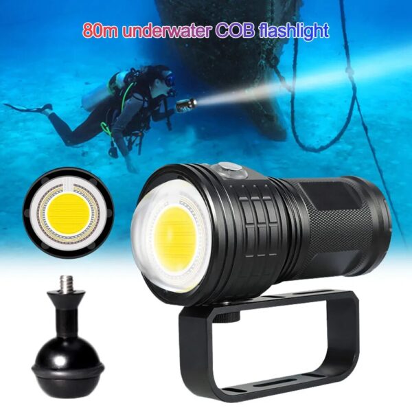 Outdoor Hiking Light 10000 Lumens Waterproof LED Diving Flashlight for Underwater Photography and Video Fill Lights - Image 2