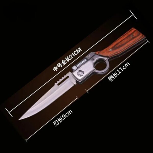 Flashlight With Knife AK47 Military Tactical Folding Blade Camping Survival Knives with Wood Handle and LED Light - Image 6