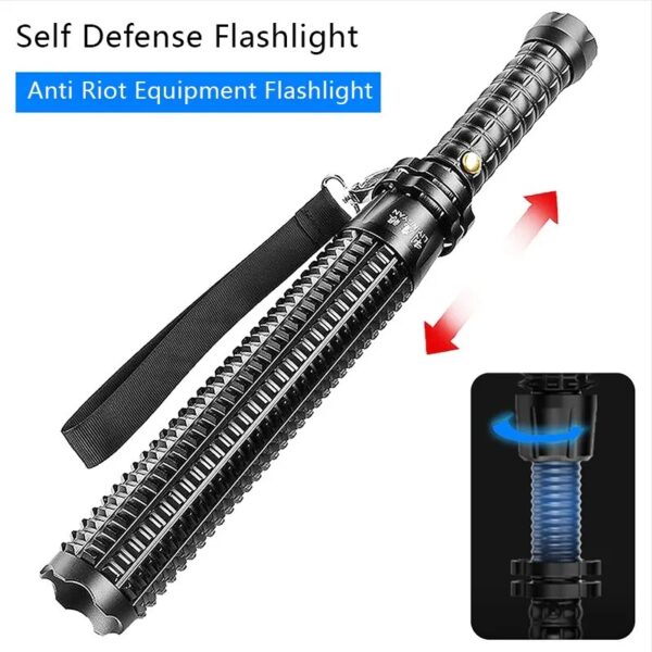 Waterproof Self-Defense Baseball Bat Focusable Emergency Anti-Riot Equipment Light Bat Flashlight