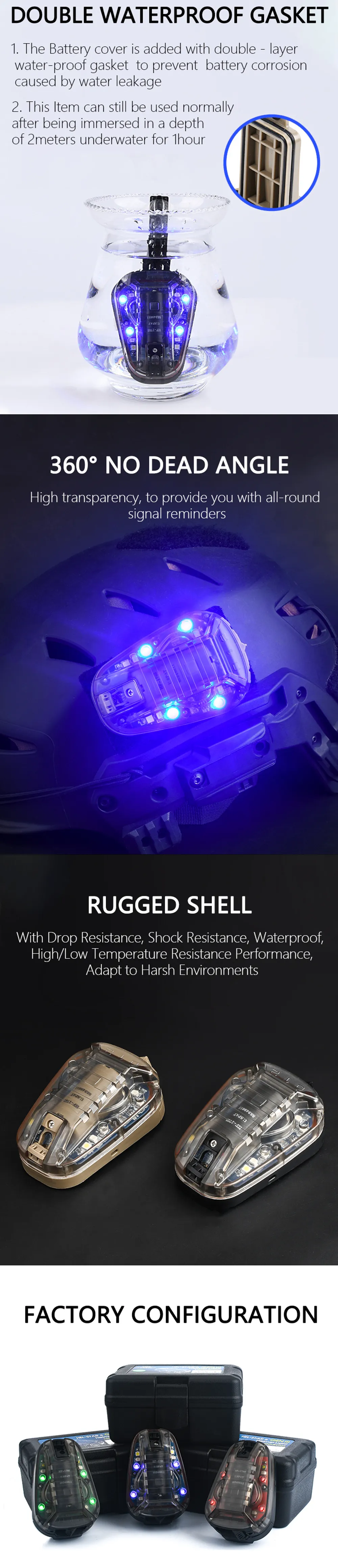 Helmet Flashlight Tactical Waterproof Strobe Light for Helmets - Multipurpose Ladybird Lamp for Outdoor Survival and Safety with IR Flashlight