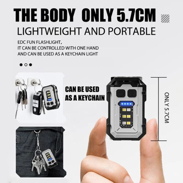 Hiking Light Mini Portable Keychain Type-C Rechargeable EDC Torch with Magnet and 8 Modes for Powerful Work and Camping - Image 4