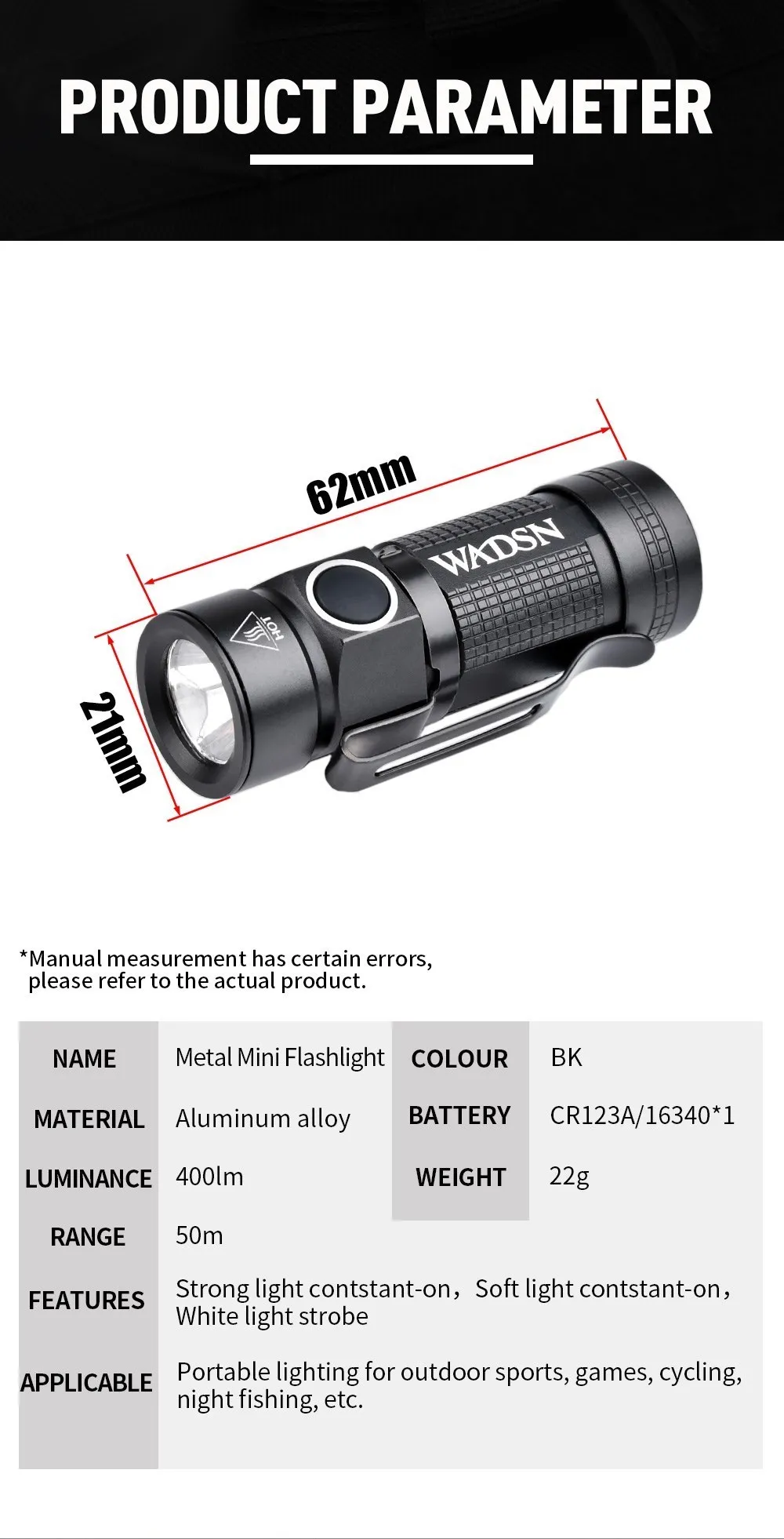 Helmet Flashlight Mini Strobe Scout LED Light with Hat Clamp Holder Mount Picatinny Rail Military Helmet Lamp