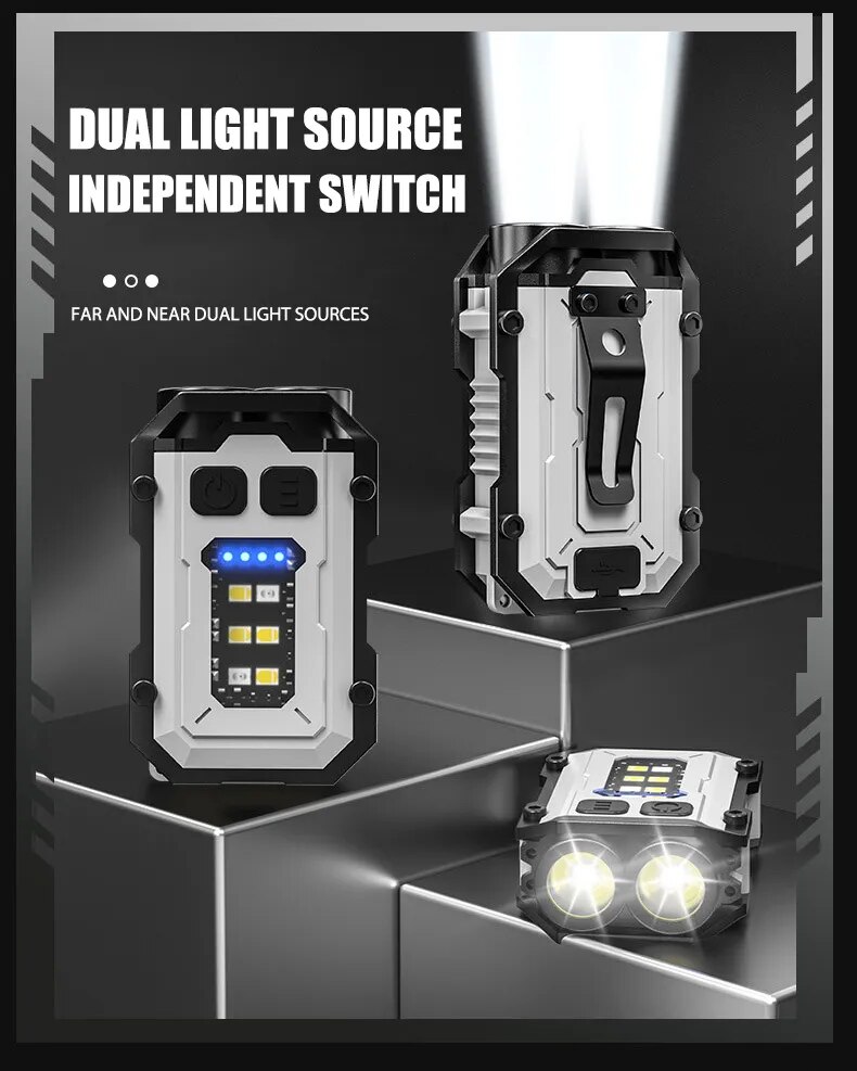 Hiking Light Mini Portable Keychain Type-C Rechargeable EDC Torch with Magnet and 8 Modes for Powerful Work and Camping
