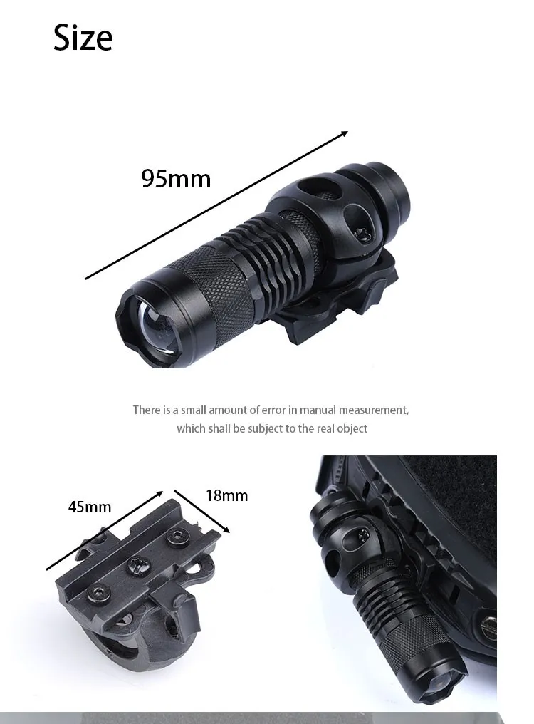 Helmet Flashlight for Tactical Military Fast Helmet - Airsoft Strobe and Constant Moment Lamp With White Scout Light