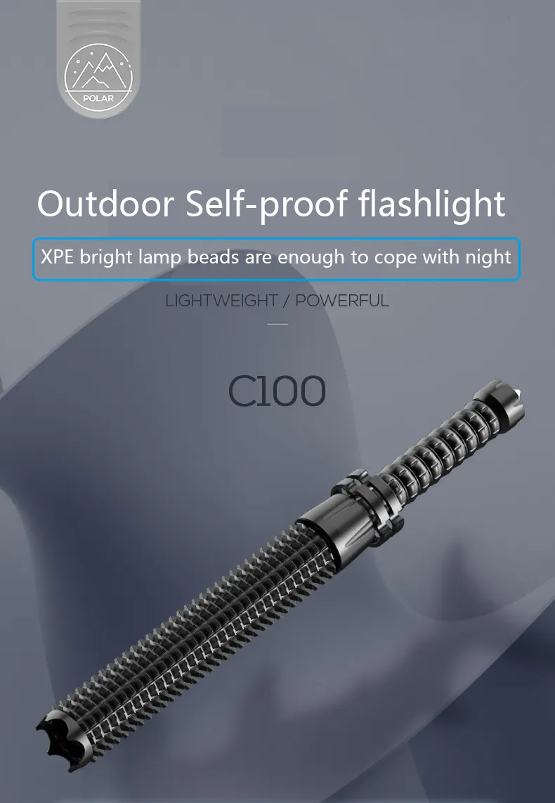 Waterproof Self-Defense Baseball Bat Focusable Emergency Anti-Riot Equipment Light Bat Flashlight