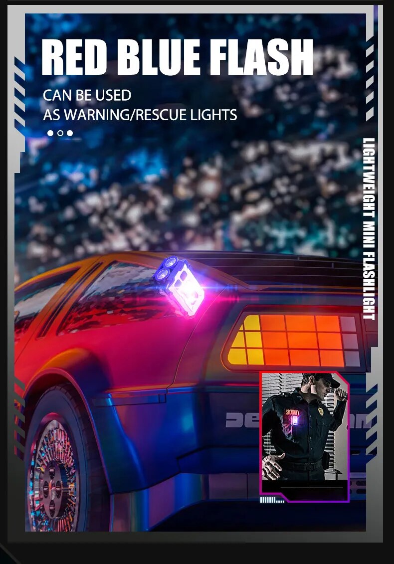 Hiking Light Mini Portable Keychain Type-C Rechargeable EDC Torch with Magnet and 8 Modes for Powerful Work and Camping