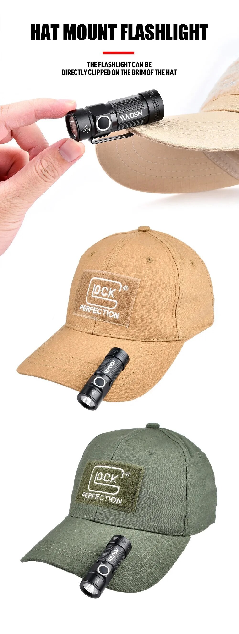 Helmet Flashlight Mini Strobe Scout LED Light with Hat Clamp Holder Mount Picatinny Rail Military Helmet Lamp