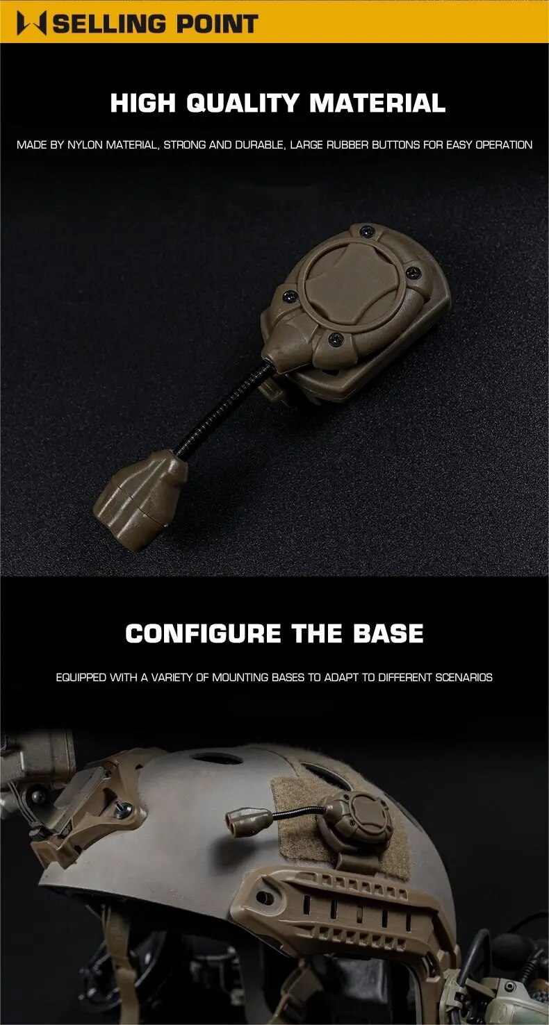 Helmet Flashlight MPLS Tactical Light Switch with 3 Modes and IR Laser for Hunting and Military Use