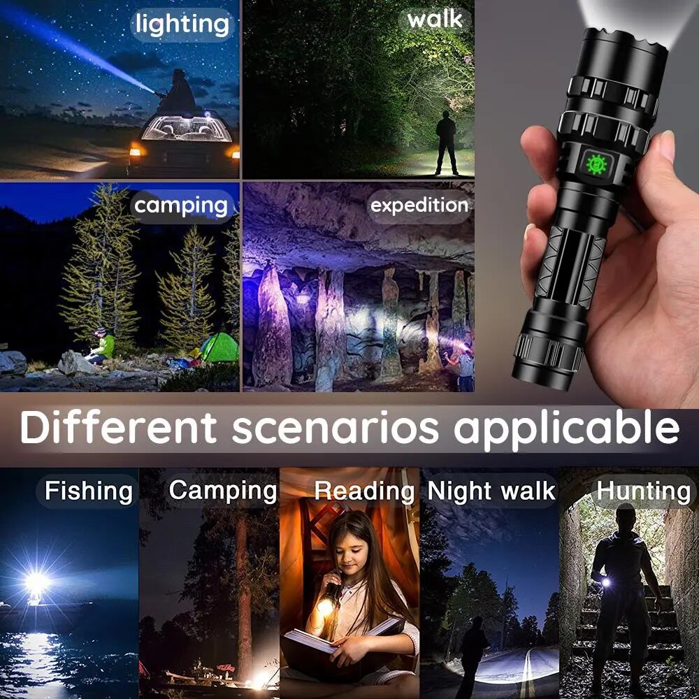 Hiking Light for Professional Hunting Night Reconnaissance - L2 Lamp Beads, Waterproof, Rechargeable Torch