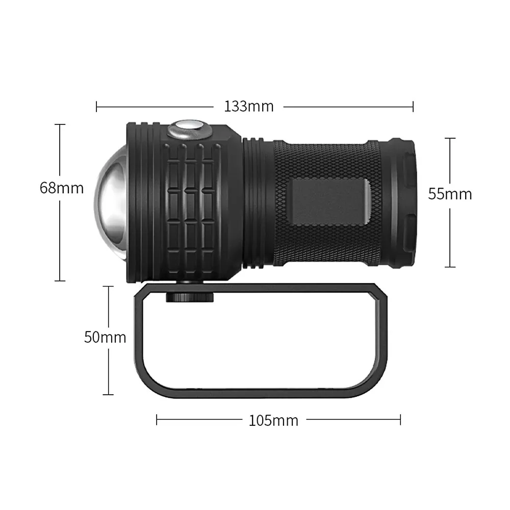 Outdoor Hiking Light 10000 Lumens Waterproof LED Diving Flashlight for Underwater Photography and Video Fill Lights