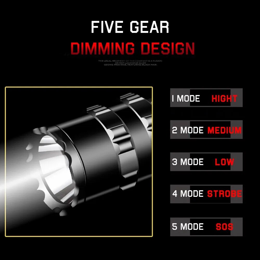 Hiking Light for Professional Hunting Night Reconnaissance - L2 Lamp Beads, Waterproof, Rechargeable Torch