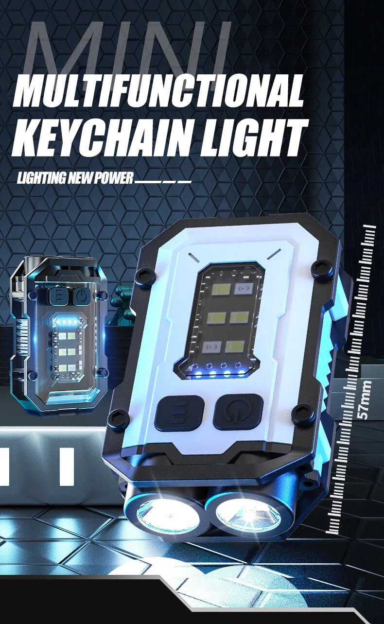 Hiking Light Mini Portable Keychain Type-C Rechargeable EDC Torch with Magnet and 8 Modes for Powerful Work and Camping