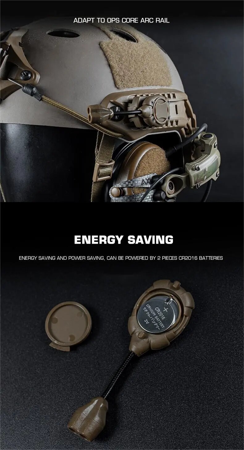 Helmet Flashlight MPLS Tactical Light Switch with 3 Modes and IR Laser for Hunting and Military Use