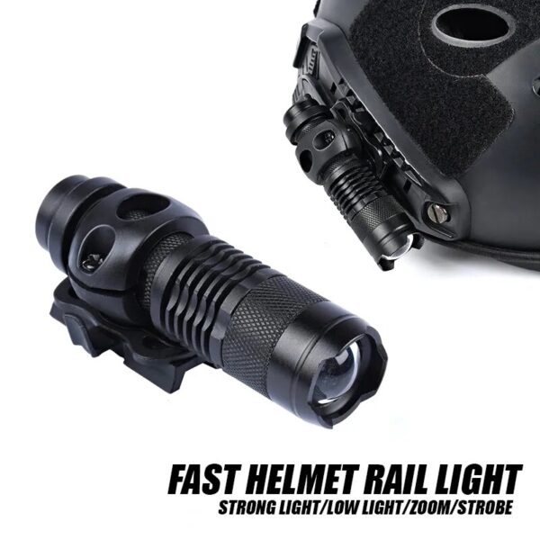 Helmet Flashlight for Tactical Military Fast Helmet - Airsoft Strobe and Constant Moment Lamp With White Scout Light