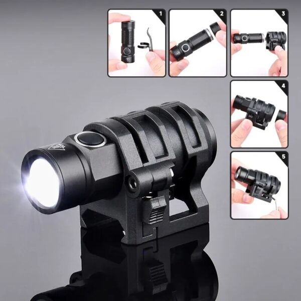 Helmet Flashlight Mini Strobe Scout LED Light with Hat Clamp Holder Mount Picatinny Rail Military Helmet Lamp - Image 4