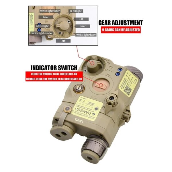 Hunting Flashlight Combo Airsoft PEQ-15 PEQ15 Tactical Red Green Blue Laser IR Fill Light Strobe for 20mm Rail - Image 4